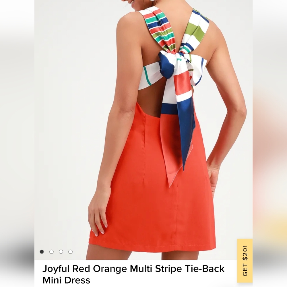 Lulu's Joyful Red Orange Multi Stripe Tie-Back Mini Dress